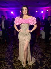 Fabulous Mermaid Strapless Off-The-Shoulder 3D Flowers Beaded Sleeveless Tulle Long Prom Dresses With Slit